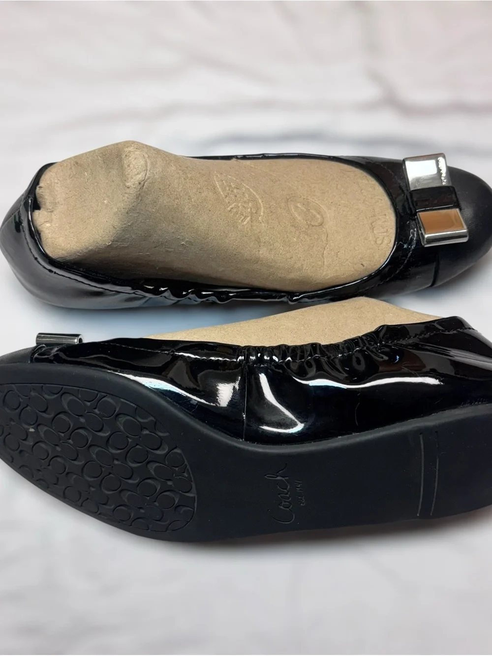 COACH Women's Black Patent Leather Ballet Flats